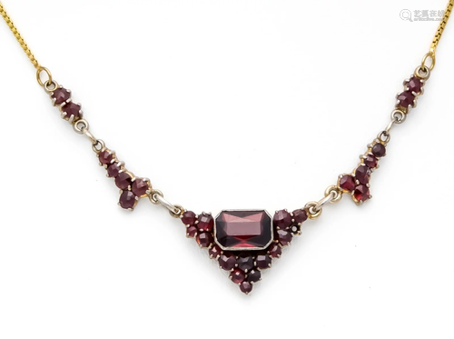 Garnet necklace metal gold pl