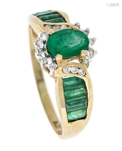 Emerald diamond ring GG 585/0