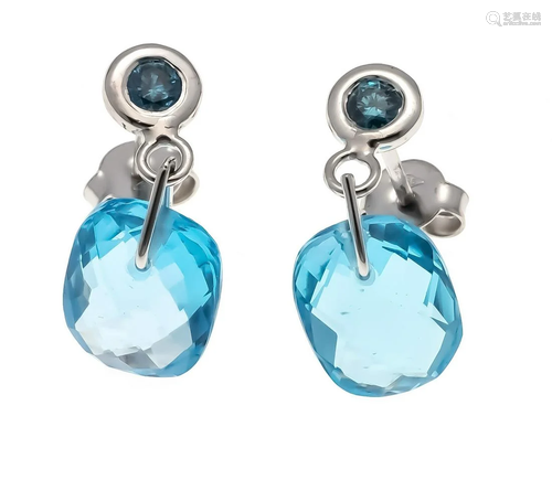 Blue topaz diamond ear studs