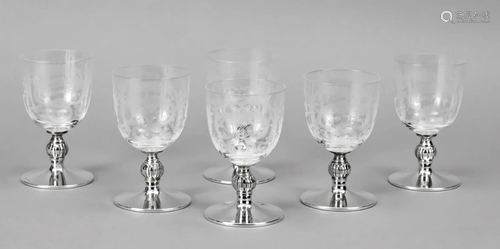 Six southern wine glasses wit