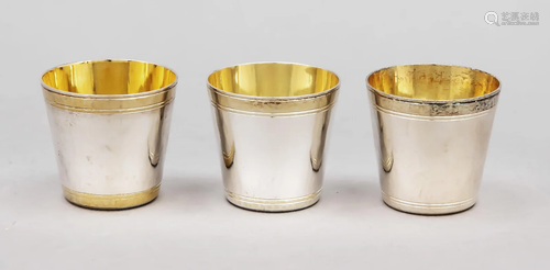 Three schnapps cups, German,