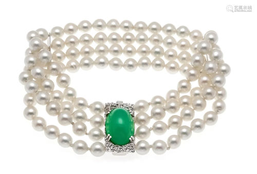 Chrysoprase-Akoya bracelet wi