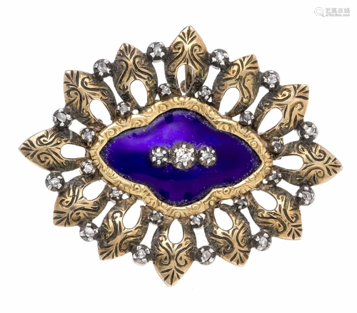 Antique enamel diamond brooch