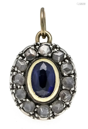 Antique sapphire-diamond pend