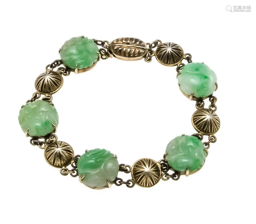 Jade bracelet silver with 5 r