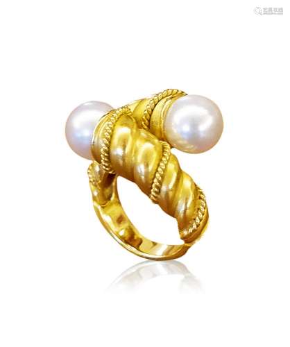 约1970年 Tiffany Akoya珍珠经典造型戒指