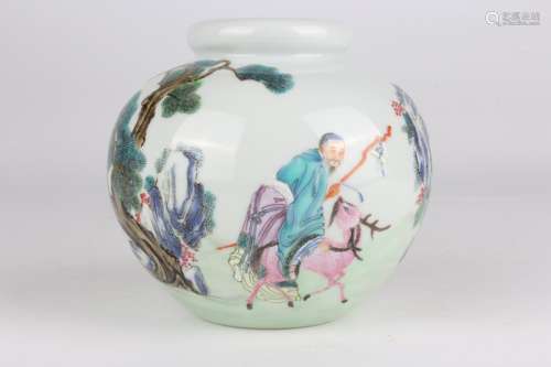 Famille-rose Pot with Figure Stories, Yongzheng Reign Period...