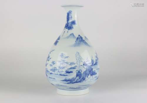 Yuhuchun Vase with Blue-and-white of Figure Stories, Qianlon...