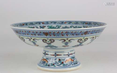 Stem Bowl with Doucai and Medallion Pattern, Qianlong Reign ...