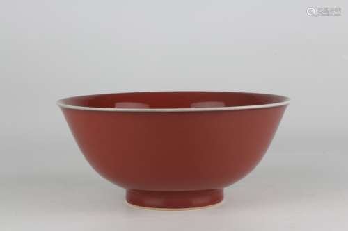 Shiny Red Glaze Bowl, Daoguang Reign Period, Qing