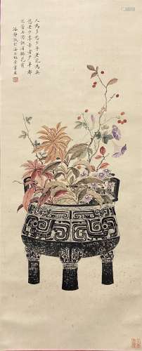 Flower Rubbing, Hanging Scroll, Pan Jingshu