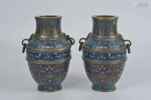 Pair Cloisonné enamel Vases