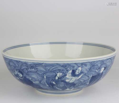 Blue-and-white Bowl with Figure Stories, Qianlong Reign Peri...