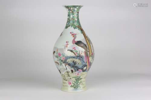 Olive Jar with Floral and Bird Patterns in Enamels, Yongzhen...