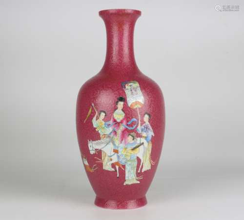 Famille-rose Vase with Maid Pattern, Qianlong Reign Period, ...