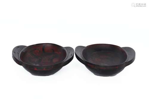 Pair Flax-cored Lacquerware Ear Cup