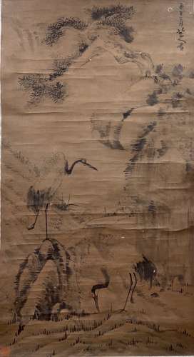 Pine and Crane, Scroll, Zhu Da