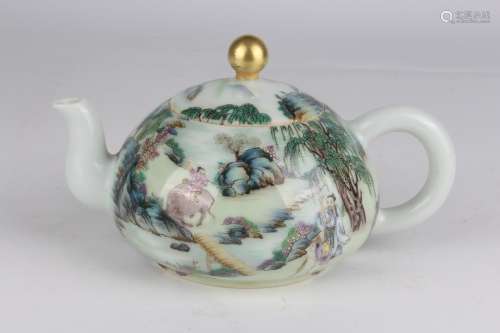 Gold-traced Pot with Poems and Figures in Enamels, Yongzheng...