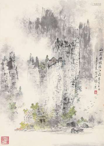 陶一清（1914～1986）1983年作 江南小景 镜心 设色纸本