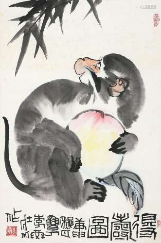 李燕（b.1943）德寿图 镜心 设色纸本