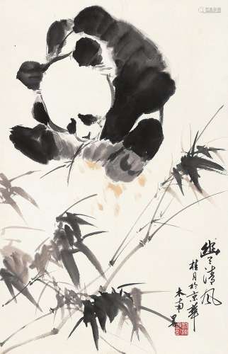 刘楠（b.1958）熊 镜心 设色纸本