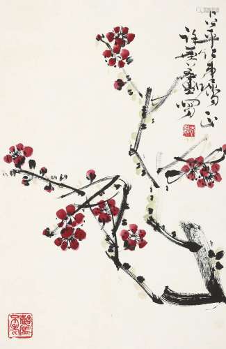 许麟庐（1916～2011）梅花 镜心 设色纸本