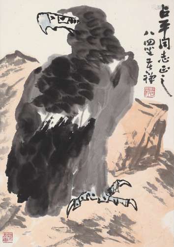 李苦禅（1899～1983）雄鹰 立轴 设色纸本