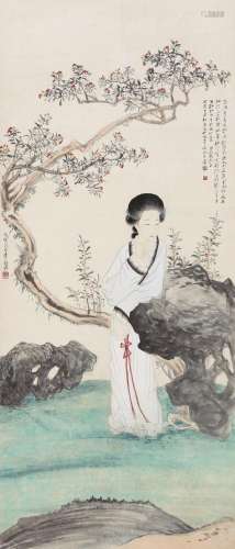 张大千（1899～1983）李秋君仕女 立轴 设色纸本