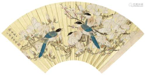 田世光（1916～1999）1943年作 白梅栖禽图 镜片 设色纸本