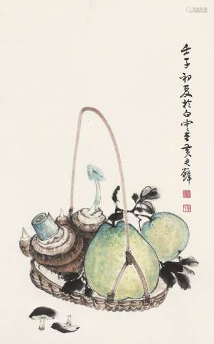 黄君璧（1898～1991）水果图 立轴 设色纸本