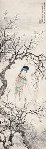冯超然（1882～1954）梅花侍女 立轴 设色纸本