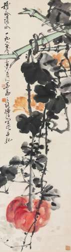 吴茀之（1900～1977）种瓜得瓜 立轴 设色纸本