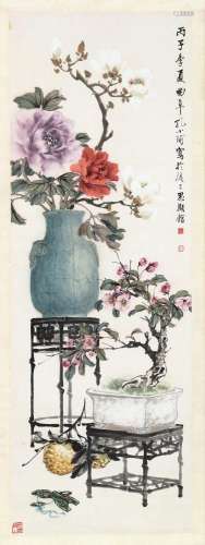 孔小瑜（1899～1984）花瓶 立轴 设色纸本