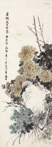 吴芾（1880～1950）菊石图 立轴 设色纸本