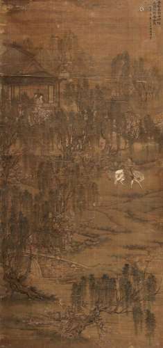 赵麟（1318～1380）春景图 立轴 设色绢本