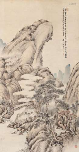 郑文焯（1856～1918）山水 立轴 设色纸本