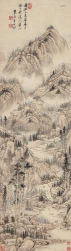 王原祁（1642～1715）山水 立轴 设色纸本