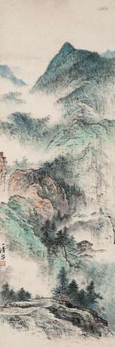 陶一清（1914～1986）山水 立轴 设色纸本