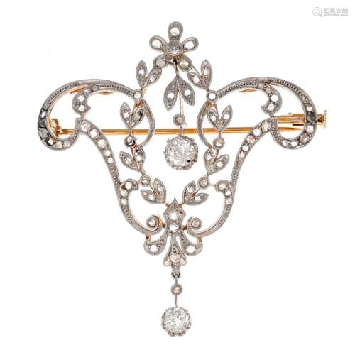 Belle Époque diamonds brooch - pendant, circa 1910.