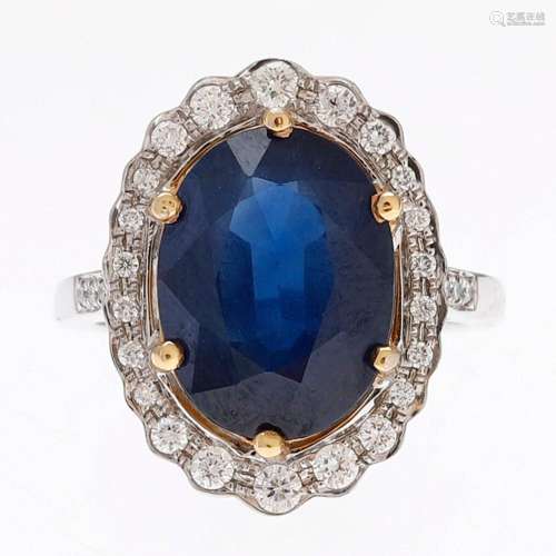 Sapphire and diamonds rosette ring.