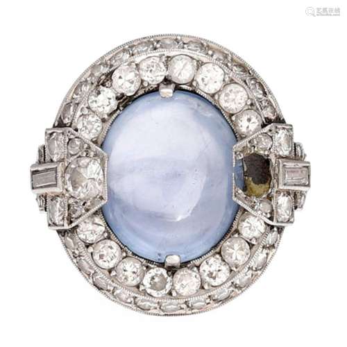 Art Deco sapphire and diamonds ring, circa 1925.