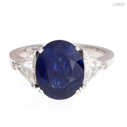 Sapphire and diamond triplet ring.