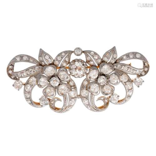 Diamonds floral brooch, mid 20th Century.