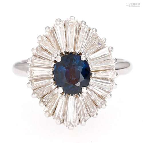 Sapphire and diamonds dancer ring, circa 1960.