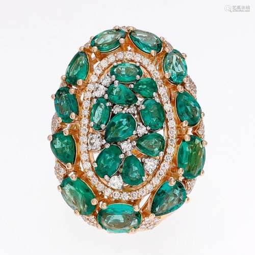 Emeralds and diamonds ring.