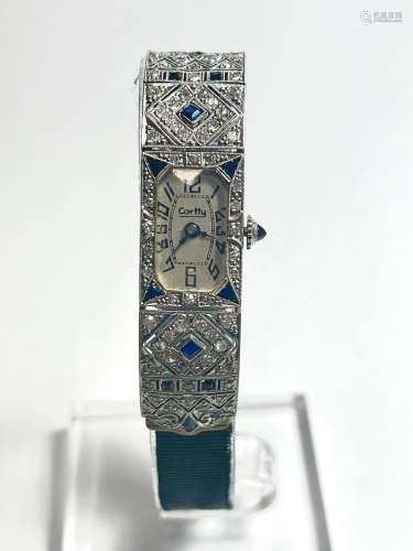 CORTTY. Watch - Art Deco Cortty jewel of diamonds and sapphi...