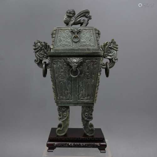 Large archaic-style Chinese potiche in serpentine, from the ...