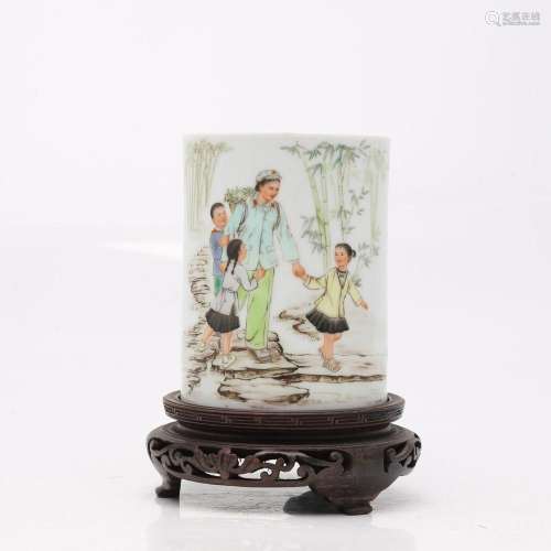Chinese porcelain brush pot from the Cultural Revolution, ci...