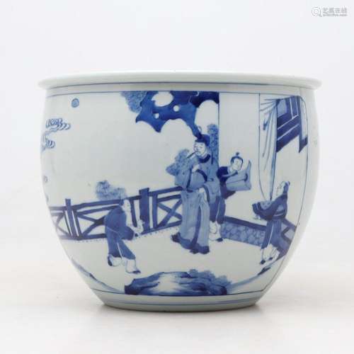 Chinese Kangxi-style planter in blue and white porcelain, pr...