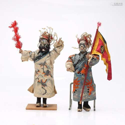 "Jing", two Chinese opera puppets, 19th Century.